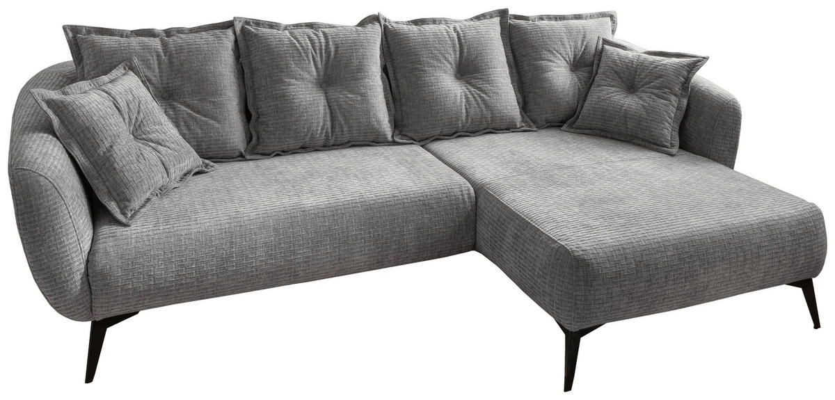 ECKSOFA in Mikrofaser Grau  - Schwarz/Grau, Modern, Textil/Metall (277/162cm) - Livetastic