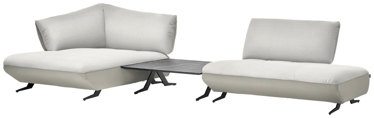 ECKSOFA in Webstoff, Struktur Creme, Naturfarben  172/265 cm  - Anthrazit/Creme, Design, Textil/Metall (172/265cm) - Joop!
