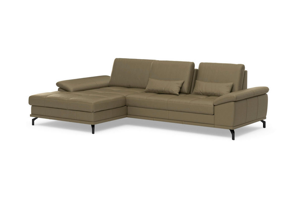 ROHOVÁ SEDAČKA, koža, olivovozelená - olivovozelená/čierna, Basics, kov/koža (176/301cm) - Sit & More