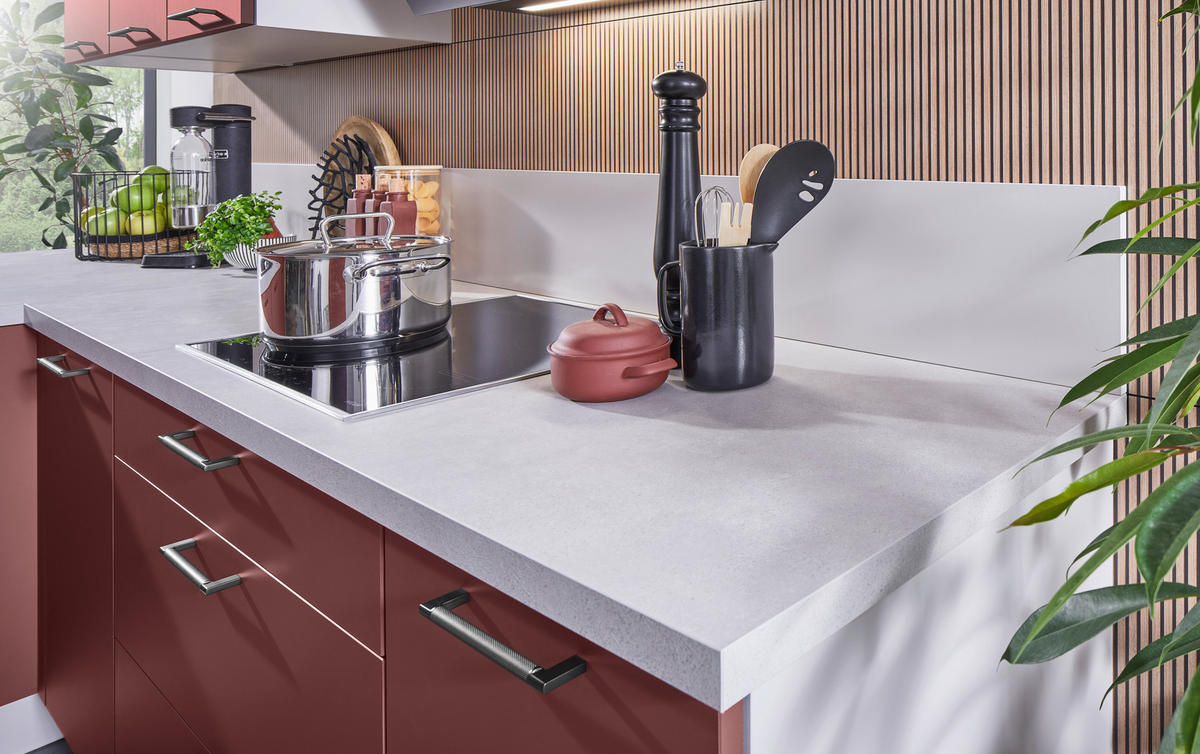 EINBAUKÜCHE   - Rot, Design, Holzwerkstoff - Celina