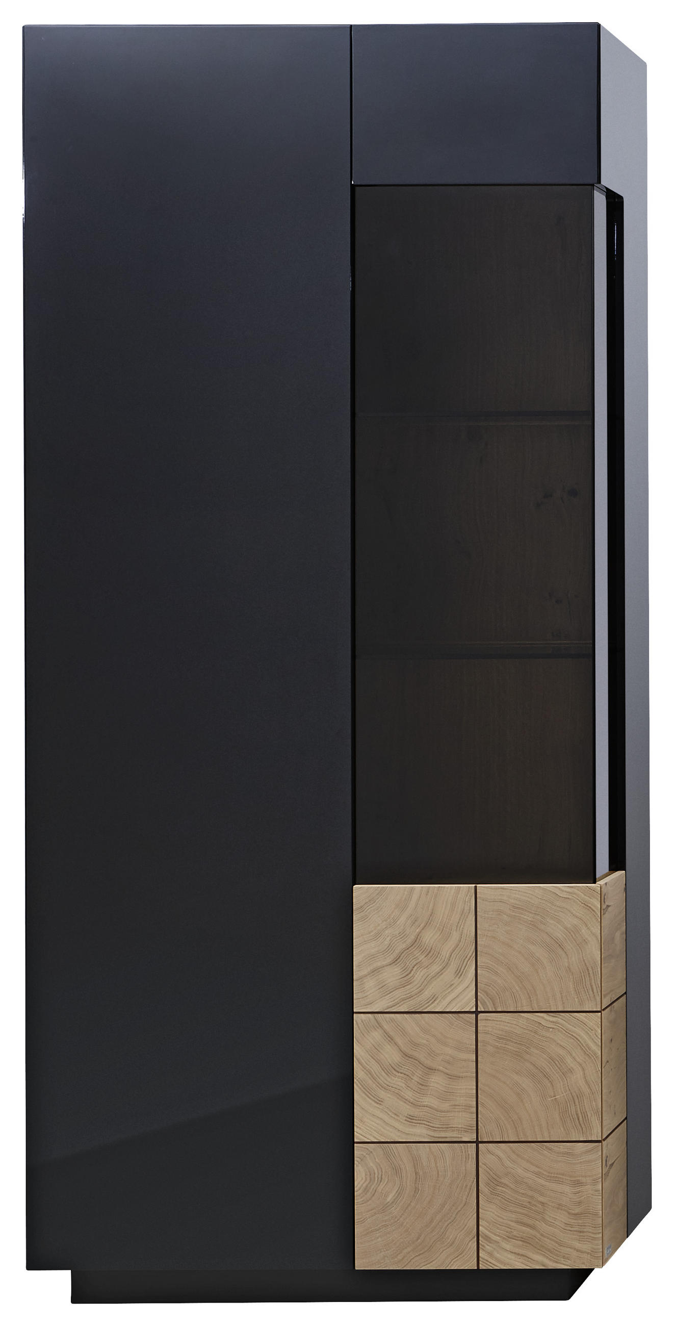 VITRINE in furniert Eiche Eichefarben, Dunkelgrau  - Eichefarben/Dunkelgrau, Design, Glas/Holz (90/200/42cm) - Ambiente