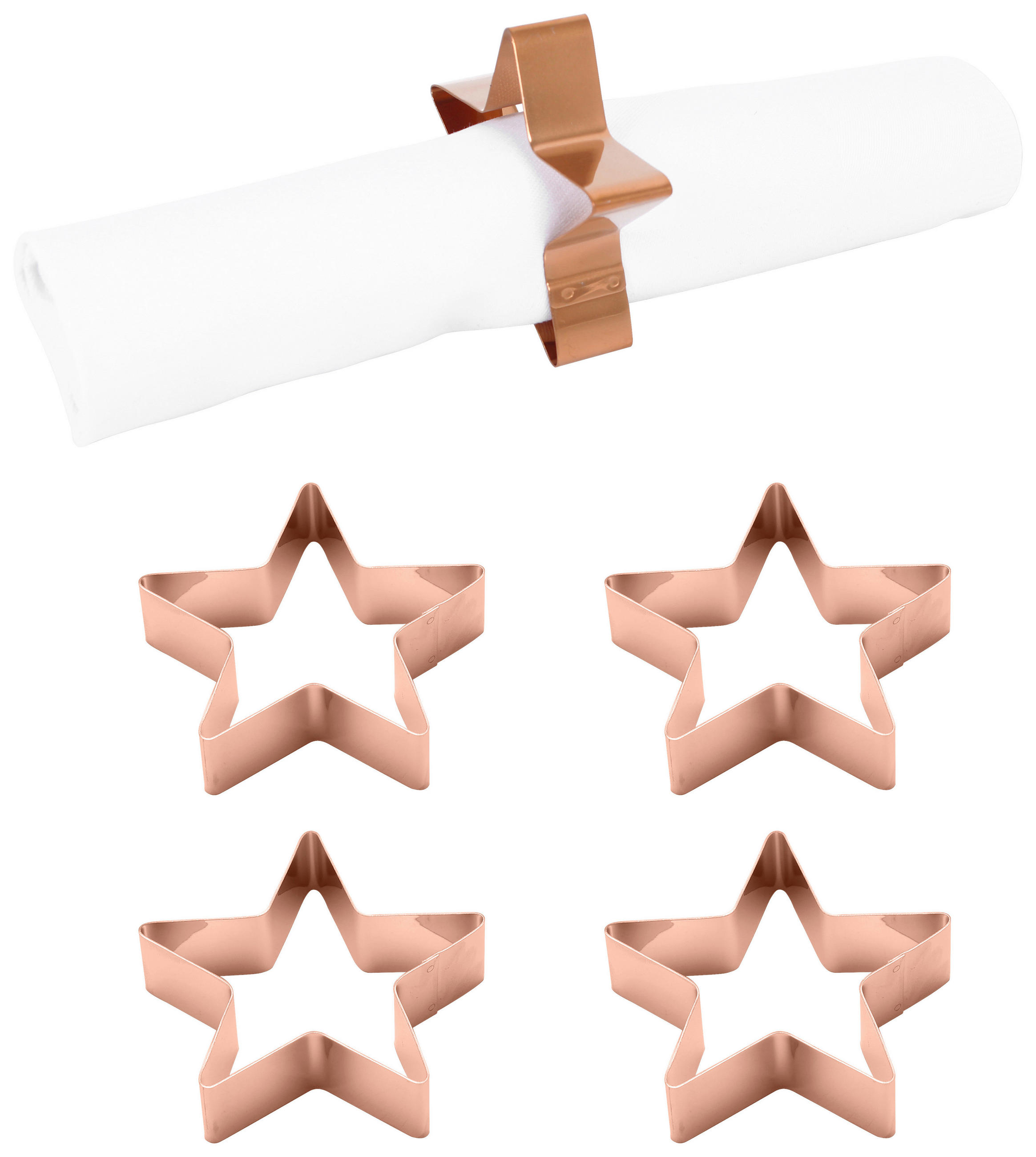 SERVIETTENRING 7 cm  4 Stück  - Kupferfarben, Design, Metall (7cm) - Echtwerk
