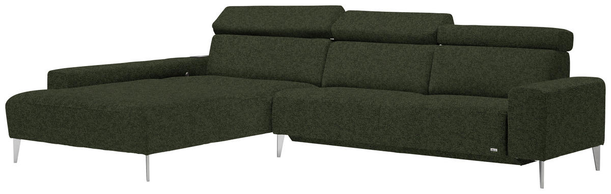 ECKSOFA in Webstoff Grün  205/308 cm  - Alufarben/Grün, Design, Textil/Metall (205/308cm) - Sedda