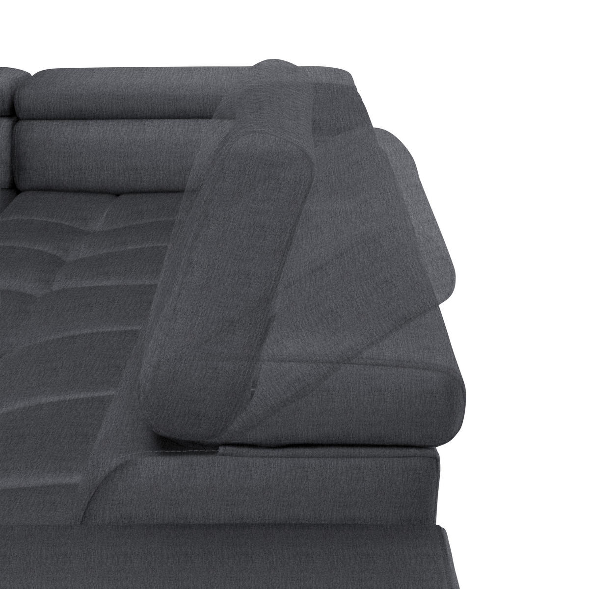 ECKSOFA Grau Samt, Webstoff  - Schwarz/Grau, Design, Textil/Metall (216/300cm) - Welnova