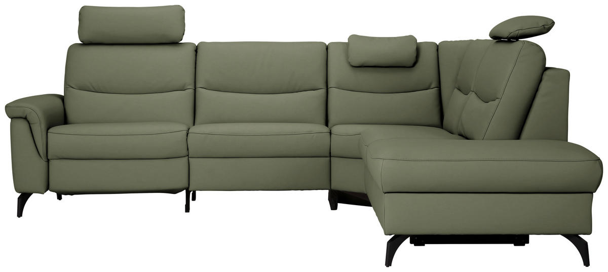 ECKSOFA in Echtleder Grün  280/249 cm  - Anthrazit/Grün, Design, Leder/Metall (280/249cm) - Himolla Komfortklass