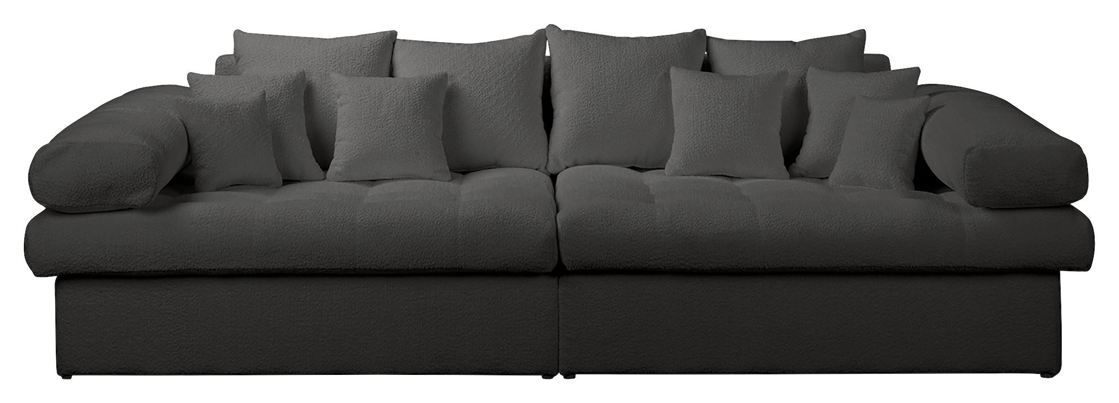 BIGSOFA in Teddystoff Dunkelgrau  - Dunkelgrau/Schwarz, Design, Kunststoff/Textil (284/94/148cm) - Livetastic