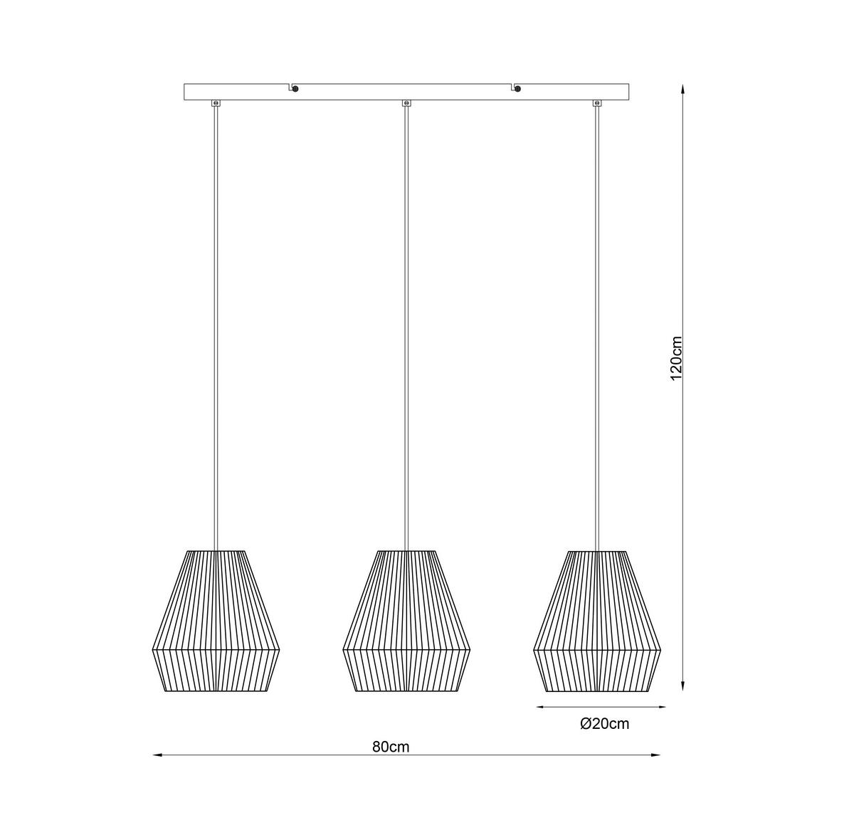 HÄNGELEUCHTE 80/20/120 cm   - Schwarz, Design, Papier/Metall (80/20/120cm) - Collet's Monde