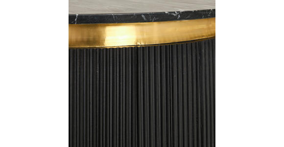 COUCHTISCH Mangoholz vollmassiv 80/80/45 cm rund Schwarz, Goldfarben  - Goldfarben/Schwarz, Design, Holz/Stein (80/80/45cm) - Landscape
