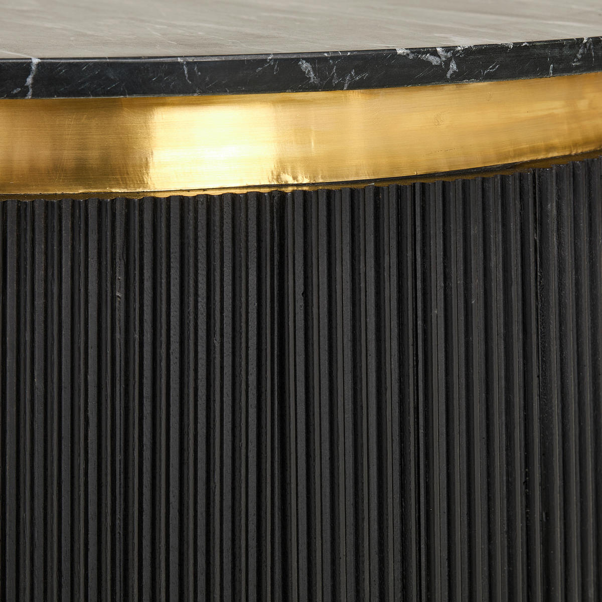 COUCHTISCH Mangoholz vollmassiv 80/80/45 cm rund Schwarz, Goldfarben  - Goldfarben/Schwarz, Design, Holz/Stein (80/80/45cm) - Landscape