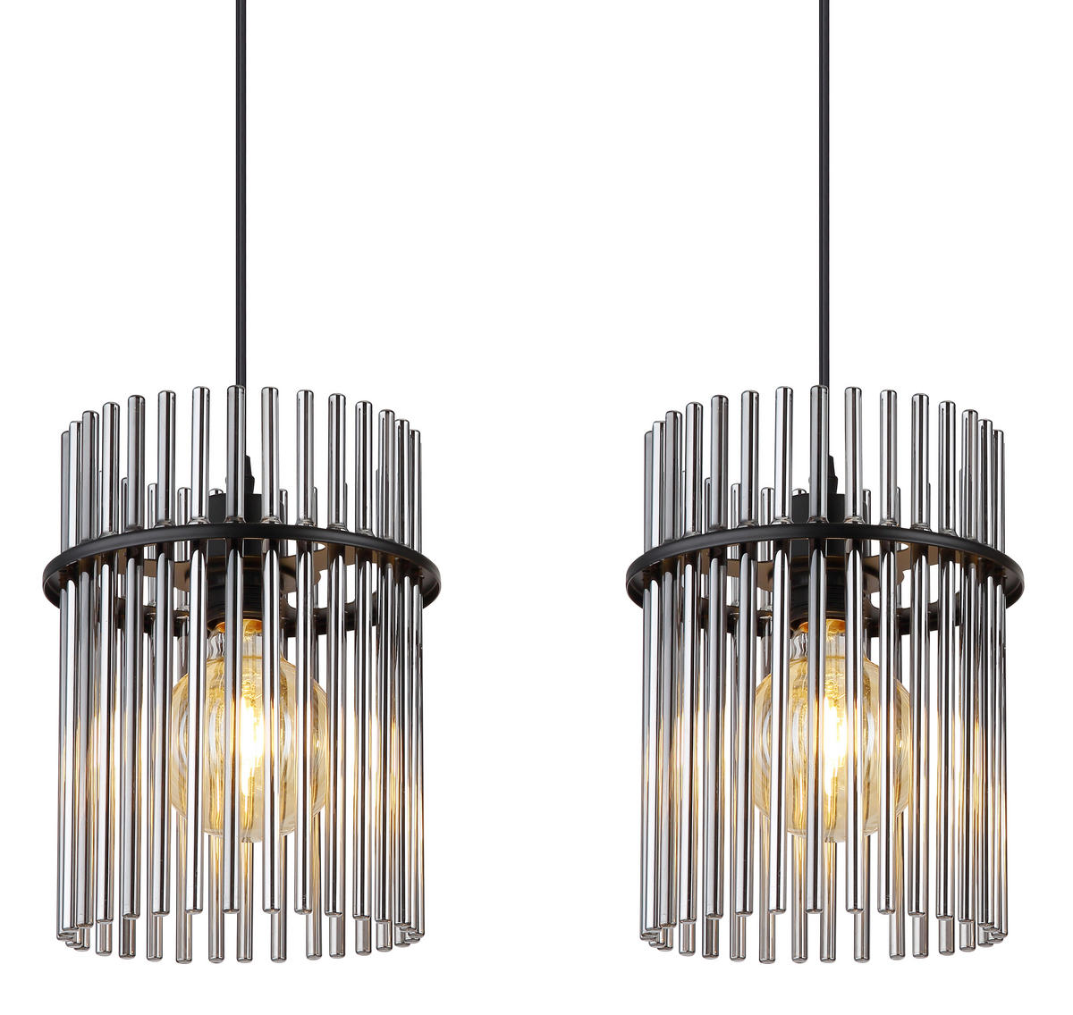 HÄNGELEUCHTE 80/20/140 cm  - Schwarz/Grau, Design, Glas/Kunststoff (80/20/140cm) - Globo