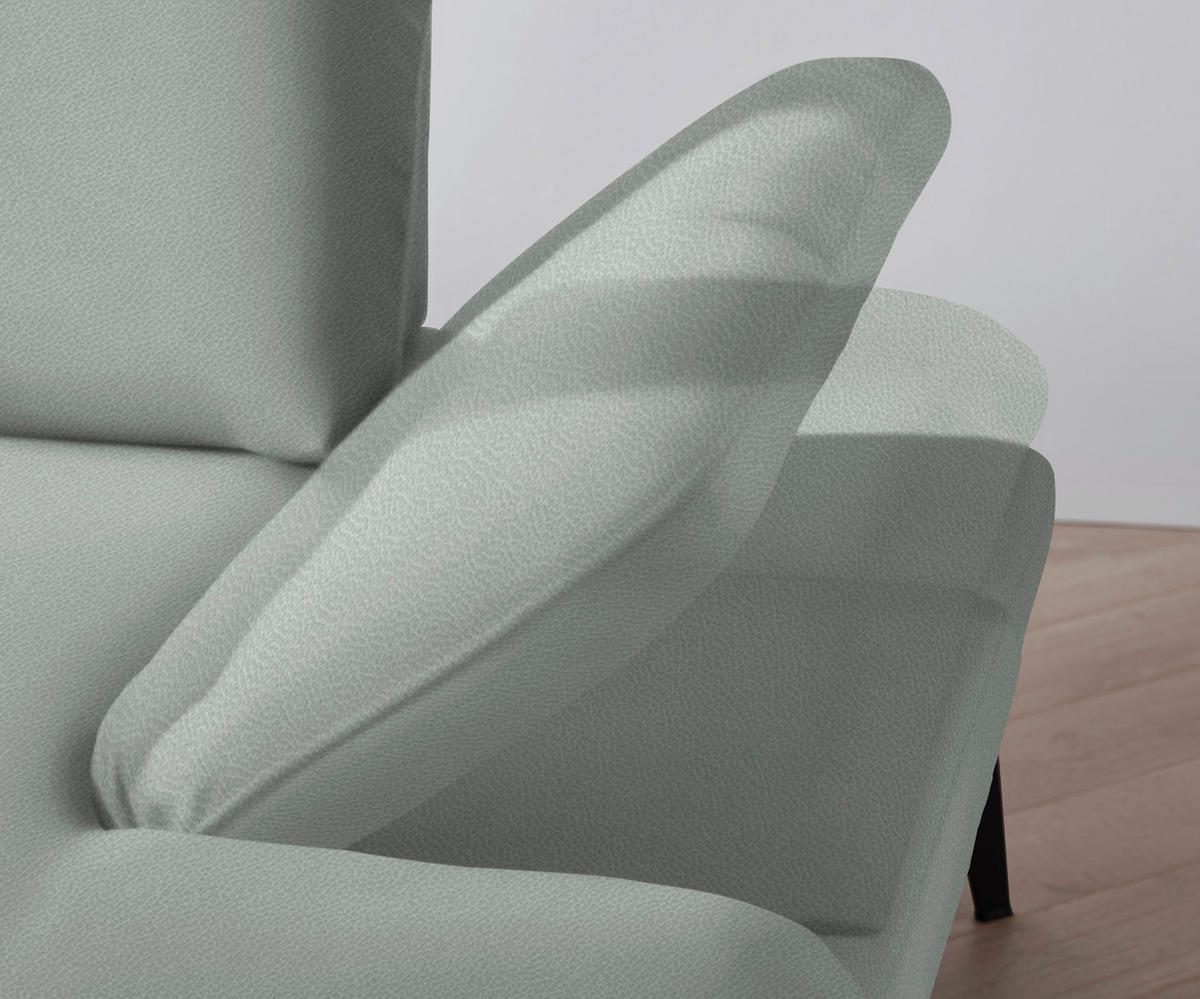 ECKSOFA in Flachgewebe Hellgrau  - Hellgrau/Schwarz, Design, Textil/Metall (180/289cm) - Stylife