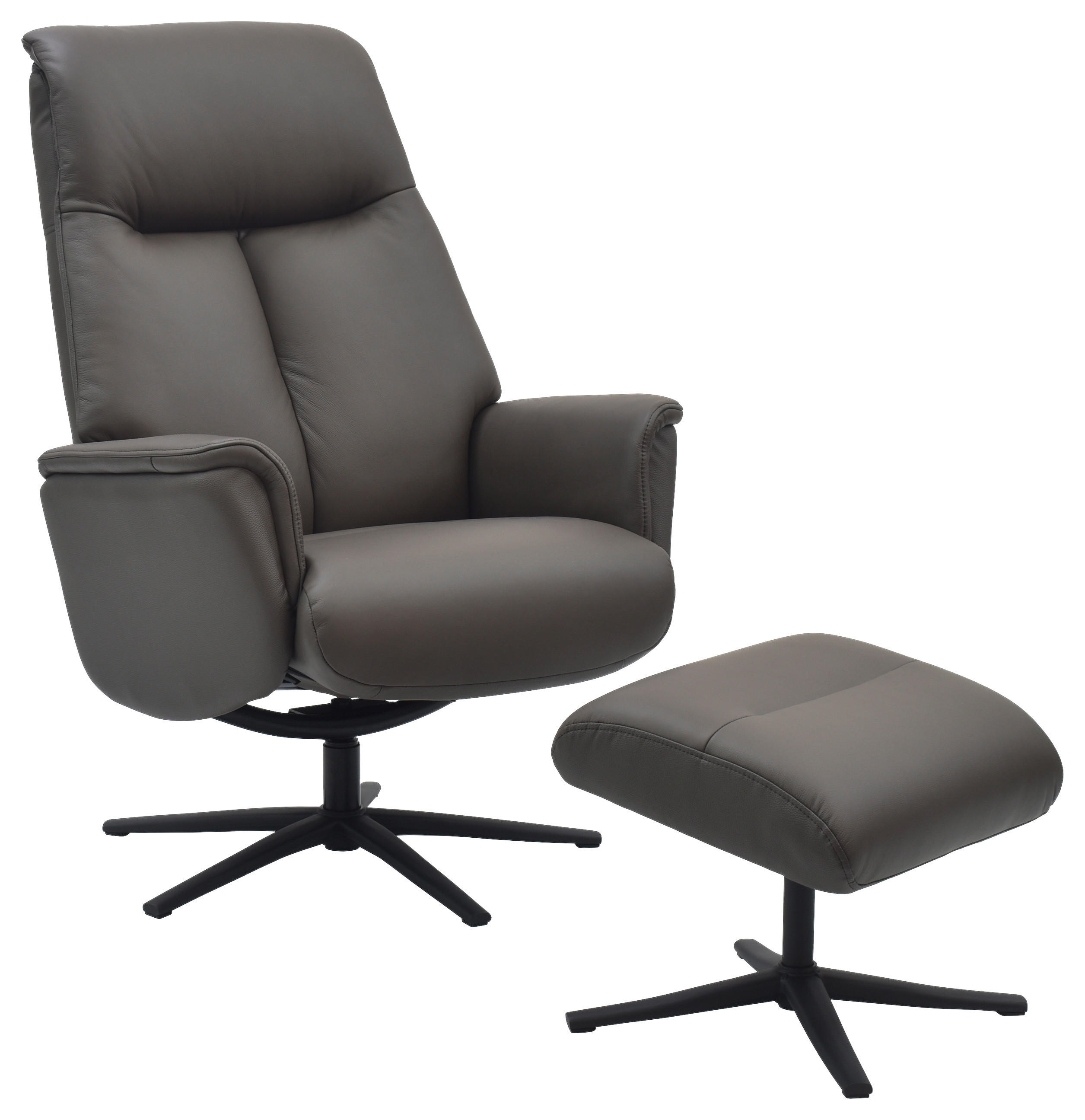 RELAXSESSELSET Lederlook Echtleder    - Dunkelbraun/Schwarz, Design, Leder/Holz (72/109/86/111/81cm) - Livetastic