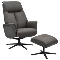 RELAXSESSELSET Lederlook Echtleder    - Dunkelbraun/Schwarz, Design, Leder/Holz (72/109/86/111/81cm) - Livetastic