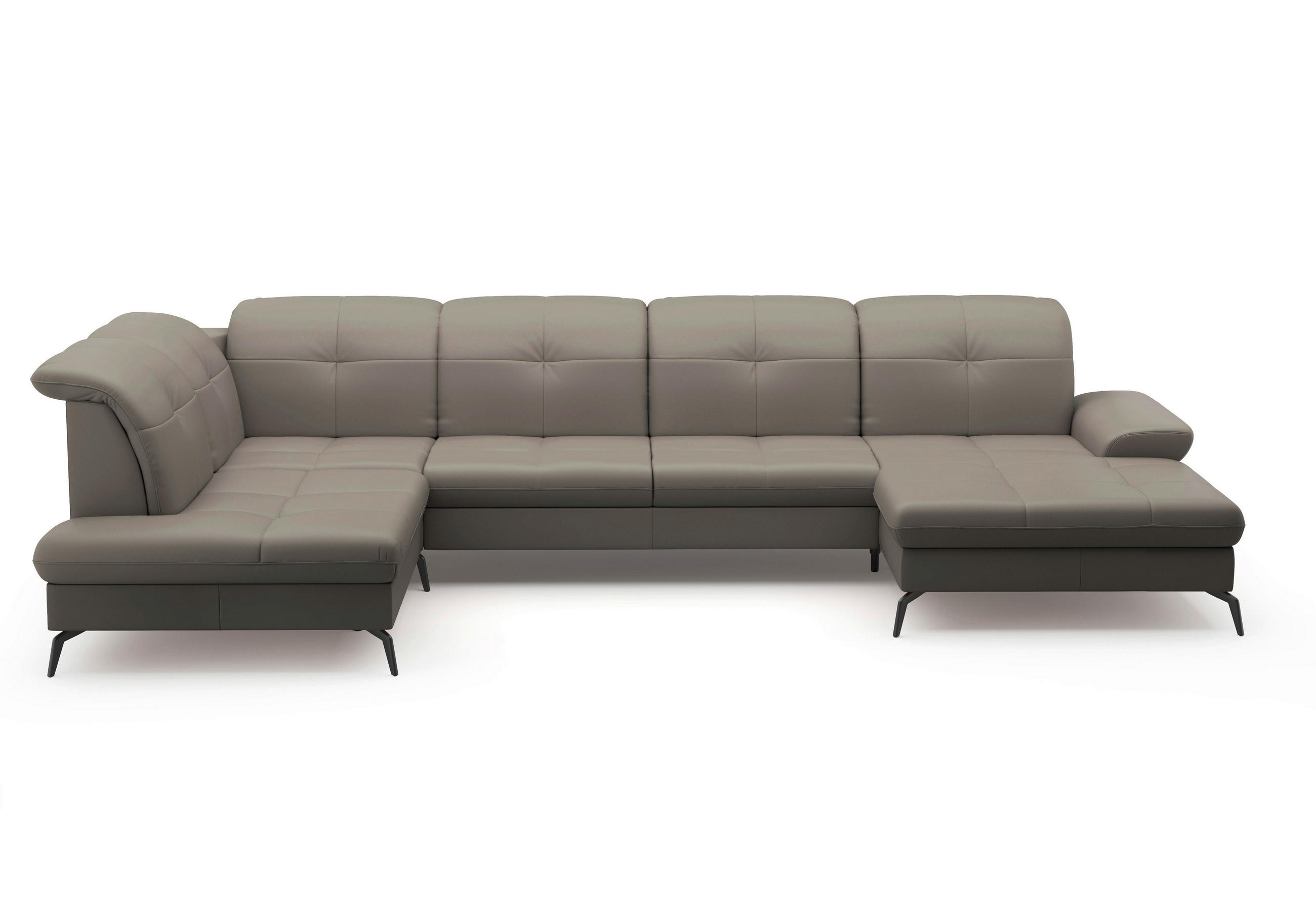 WOHNLANDSCHAFT in Vliesstoff Kombination Echtleder/Stoff Grau  - Schwarz/Grau, KONVENTIONELL, Leder/Textil (231/357/185cm) - Sit & More