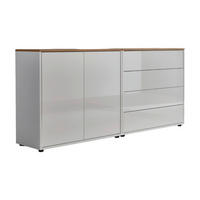 SIDEBOARD Mailand Set 3  in 158/73/33 cm  - Weiß Hochglanz/Schwarz, MODERN, Holzwerkstoff/Kunststoff (158/73/33cm) - MID.YOU