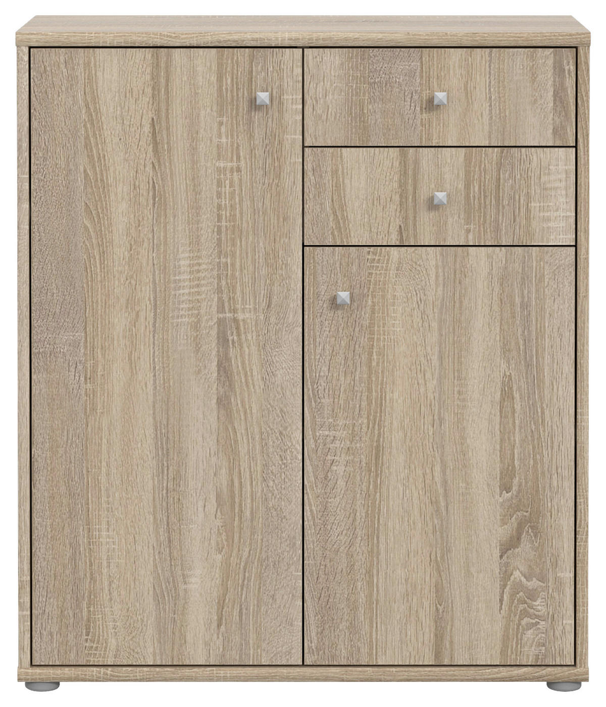 KOMMODE 73,7/85,5/34,8 cm  in Sonoma Eiche  - Alufarben/Sonoma Eiche, Design, Holzwerkstoff/Kunststoff (73,7/85,5/34,8cm)