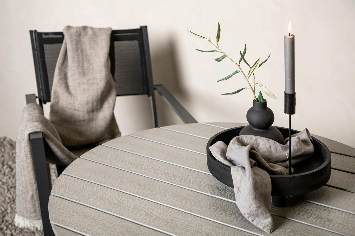 GARTENTISCH Metall, Kunststoff Grau, Weiß rund  - Weiß/Grau, MODERN, Kunststoff/Metall (90/74cm) - Gardenson