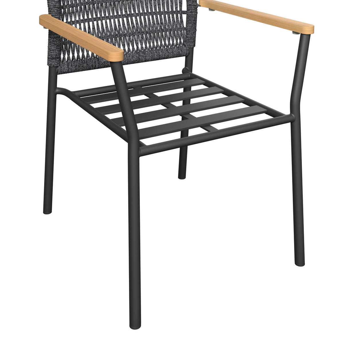 DINING-LOUNGESET Teakholz Aluminium  - Creme/Schwarz, MODERN, Holz/Kunststoff - Ambia Garden