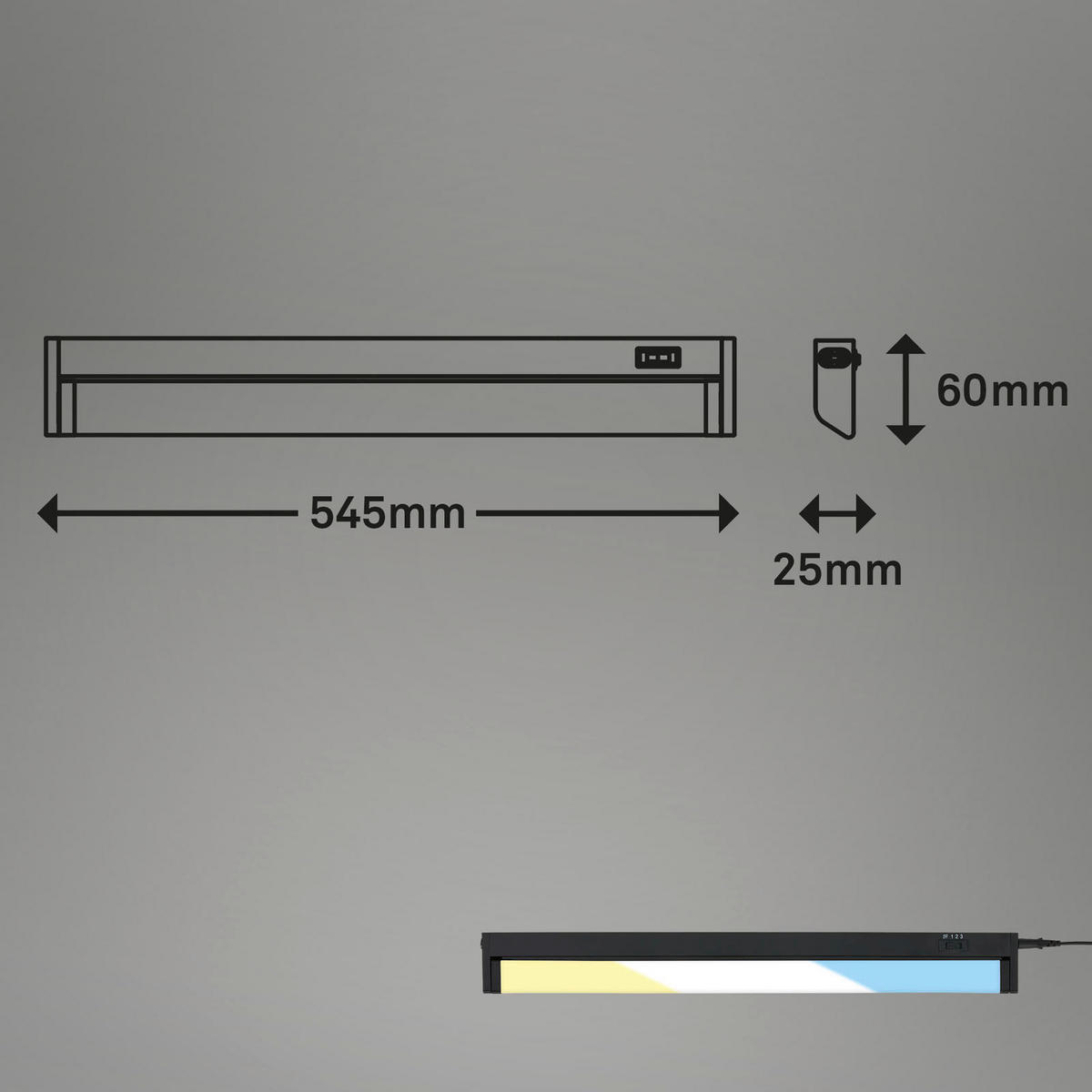 PULTMEGVILÁGÍTÓ LÁMPA LED izzó  - fekete, Basics, műanyag (54,5/6/2,5cm)