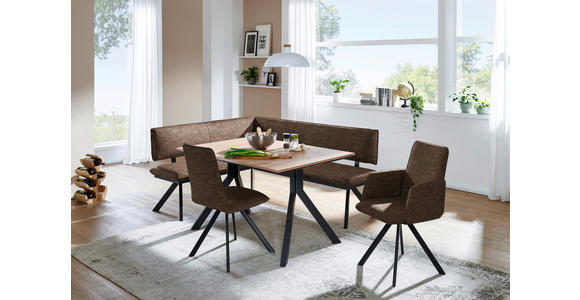 ECKBANK 140/180 cm in Schwarz, Dunkelbraun - Dunkelbraun/Schwarz, MODERN, Textil/Metall (140/180cm) - Cantus