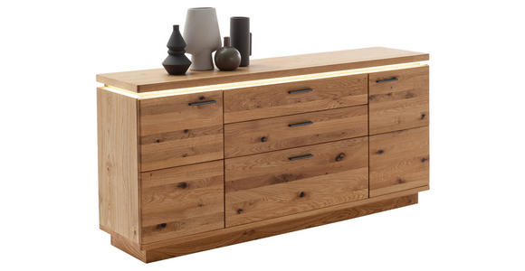 SIDEBOARD Eichefarben  180/84/44 cm  - Eichefarben/Anthrazit, Natur, Holz/Holzwerkstoff (180/84/44cm) - Linea Natura