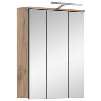 OMARA Z OGLEDALOM 60/77/37 cm  - siva/barve hrasta, Moderno, steklo/leseni material (60/77/37cm) - MID.YOU