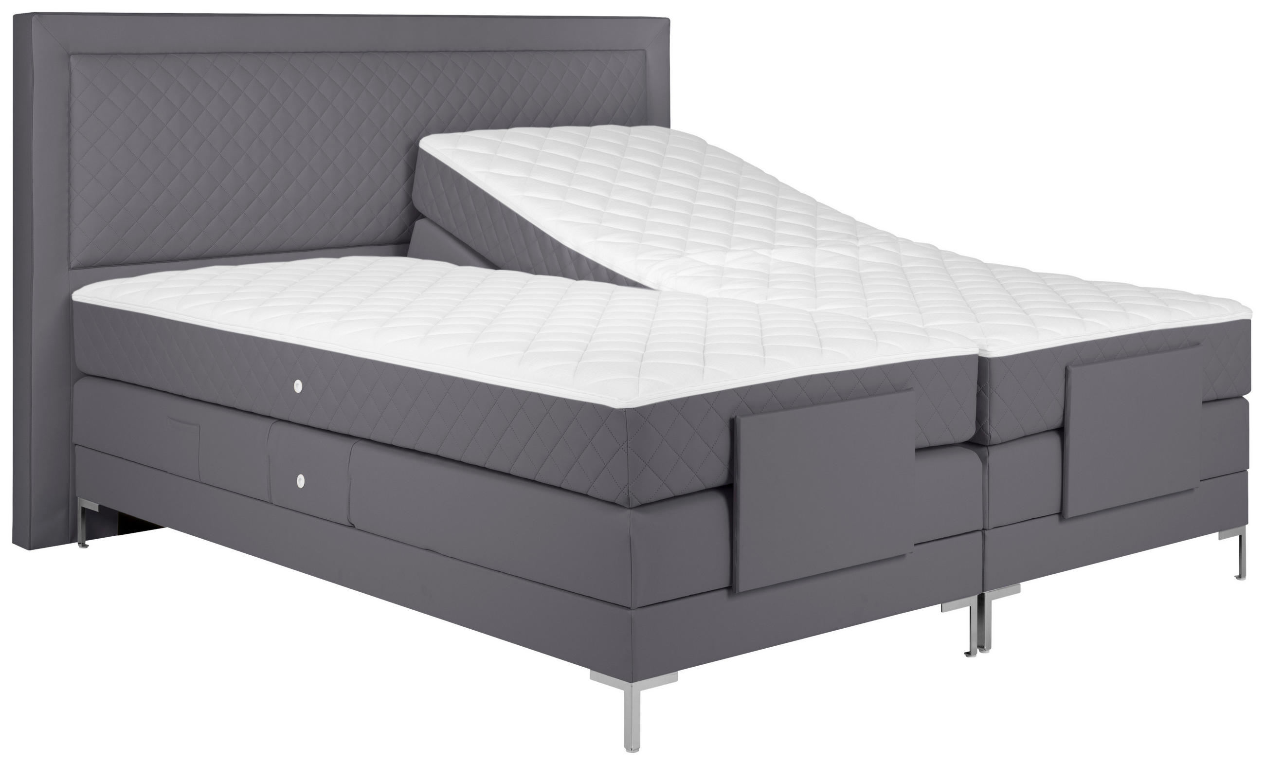 BOXSPRINGBETT 180/200 cm  in Grau  - Alufarben/Grau, Design, Textil/Metall (180/200cm) - Welnova