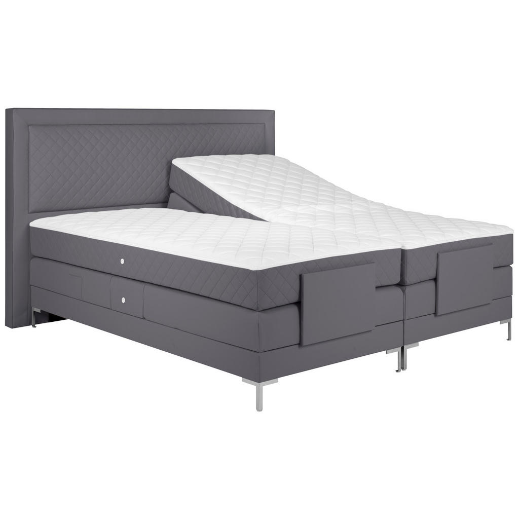 Thumbnail - Welnova Boxspringbett, Grau, Textil, H5, 7-Zonen, Höhe ca. 21 cm, 160x200 cm, gepolstertes Kopfteil, in verschiedenen Gr...
