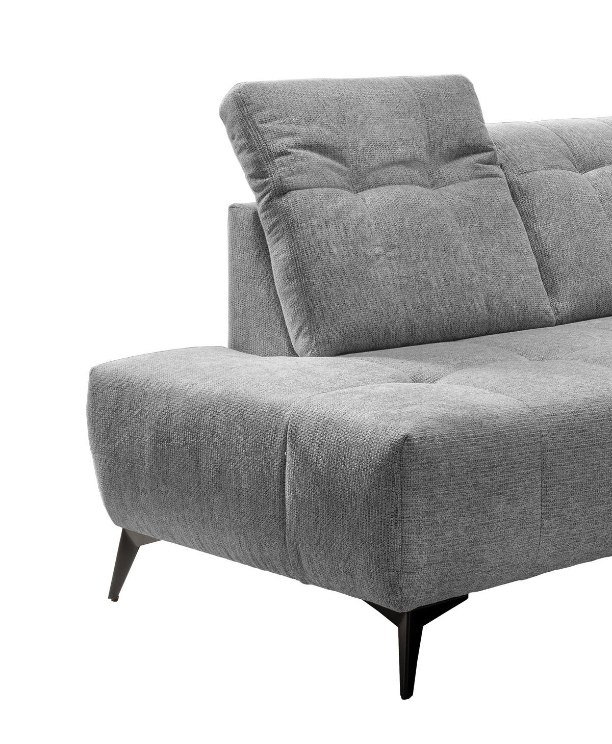 ECKSOFA Silberfarben Chenille  - Silberfarben/Schwarz, MODERN, Textil/Metall (200/261cm) - Livetastic