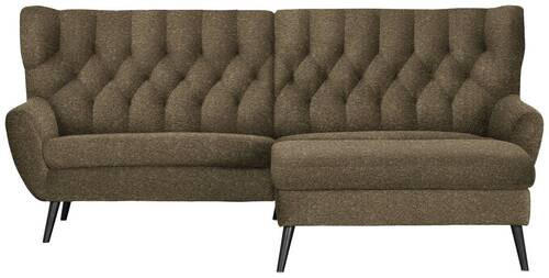 ECKSOFA in Flachgewebe Olivgrün  - Schwarz/Olivgrün, Design, Holz/Textil (237/165cm) - Stylife