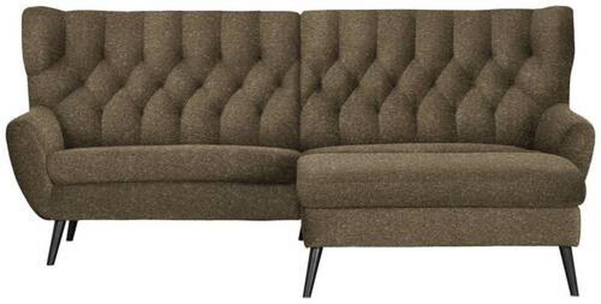 ECKSOFA in Flachgewebe Olivgrün  - Schwarz/Olivgrün, Design, Holz/Textil (237/165cm) - Stylife