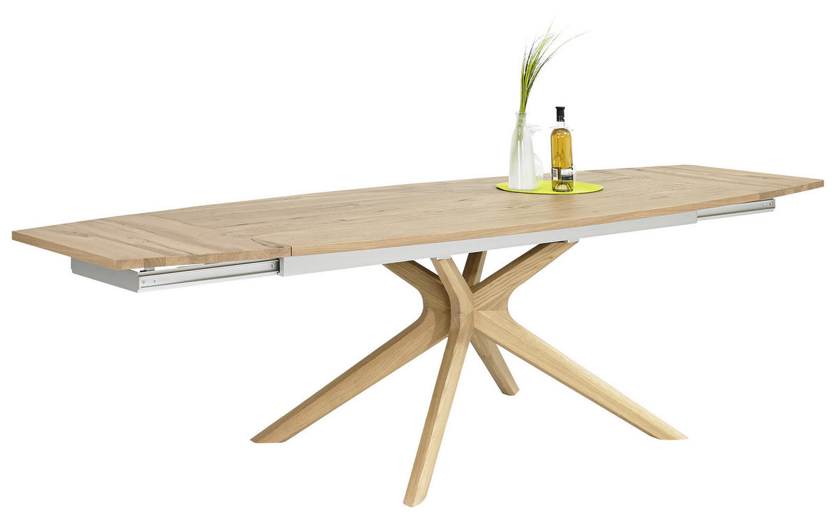 ESSTISCH Altholz, Eiche furniert, massiv bootsförmig Eichefarben  - Eichefarben, Natur, Holz (200/100/76,5cm) - Voglauer