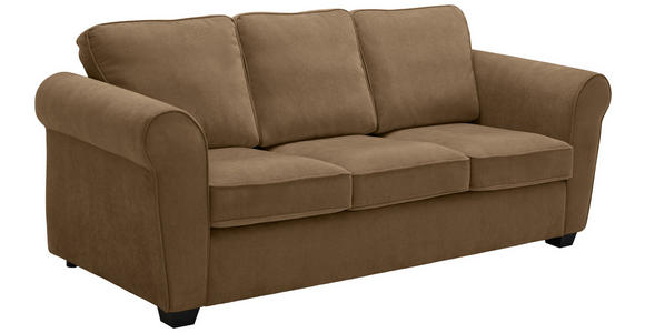 3-SITZER-SOFA  in Chenille Goldbraun  - Goldbraun/Schwarz, KONVENTIONELL, Kunststoff/Textil (226/88/86cm) - Carryhome