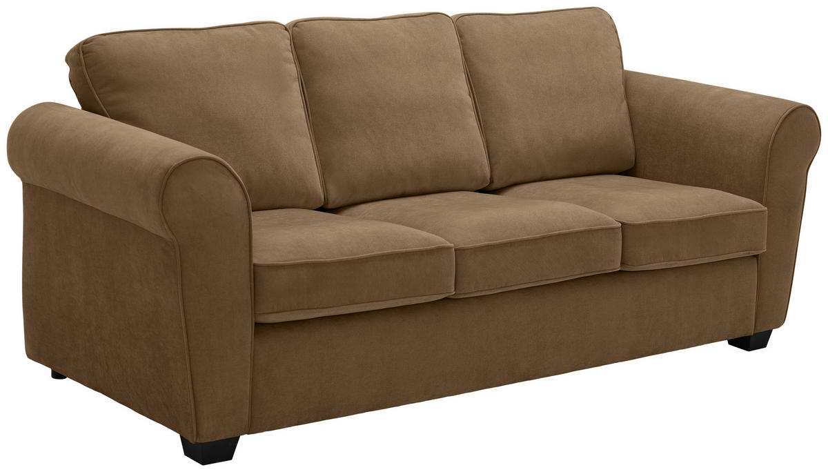 3-SITZER-SOFA Chenille Goldbraun  - Goldbraun/Schwarz, KONVENTIONELL, Kunststoff/Textil (226/88/86cm) - Carryhome