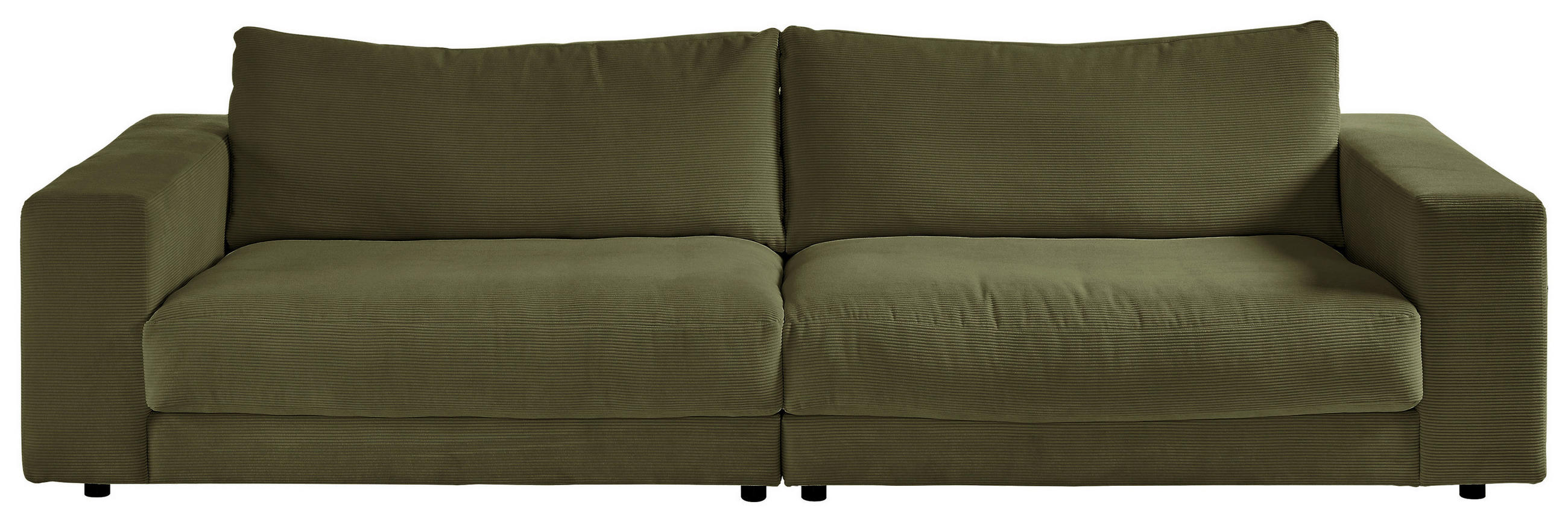 3-SITZER-SOFA in Feincord Dunkelgrün  - Dunkelgrün/Schwarz, Design, Kunststoff/Textil (290/86/127cm) - Lomoco