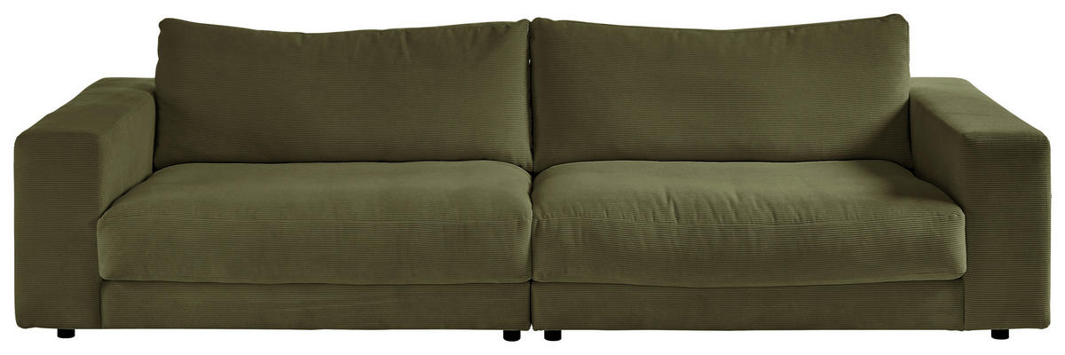 3-SITZER-SOFA in Feincord Dunkelgrün  - Dunkelgrün/Schwarz, Design, Kunststoff/Textil (290/86/127cm) - Lomoco