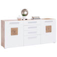 SIDEBOARD Weiß, Eichefarben 180/82/43 cm - Chromfarben/Eichefarben, KONVENTIONELL, Holzwerkstoff/Kunststoff (180/82/43cm) - Hom`in