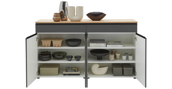 SIDEBOARD 180/102/41 cm in Dunkelgrau - Eichefarben/Dunkelgrau, Design, Holz/Holzwerkstoff (180/102/41cm) - Dieter Knoll