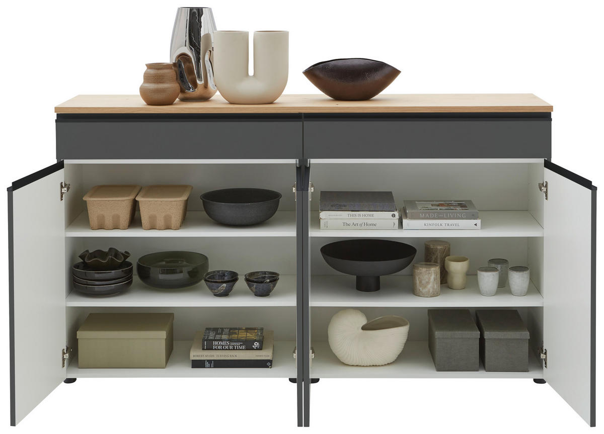 SIDEBOARD  in 180/102/41 cm  - Eichefarben/Dunkelgrau, Design, Holz/Holzwerkstoff (180/102/41cm) - Dieter Knoll