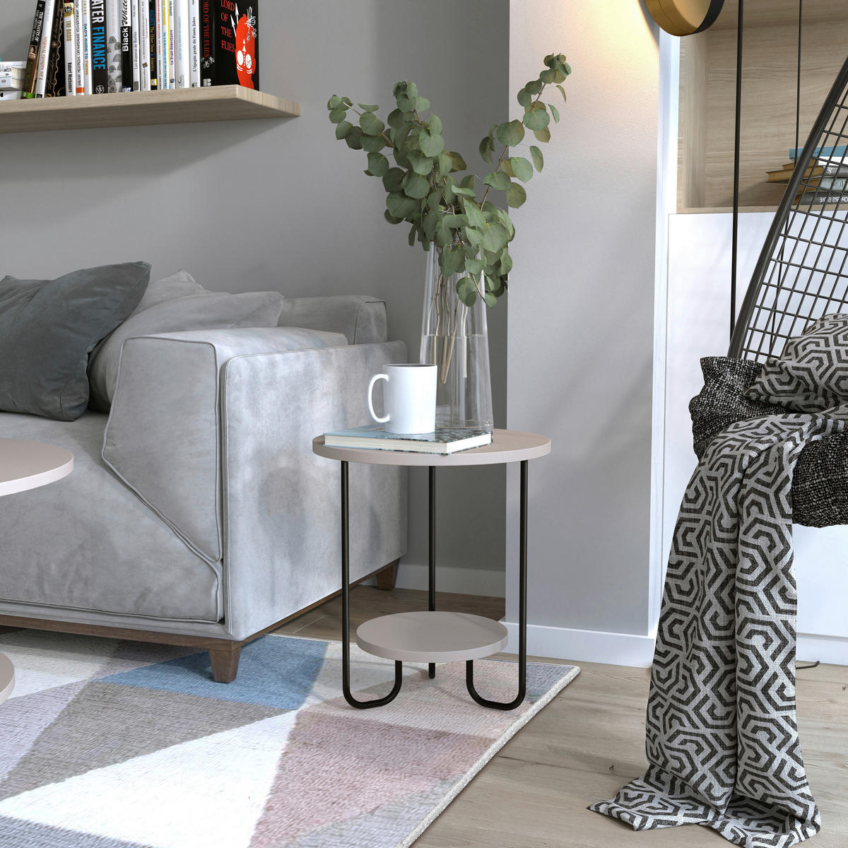 BEISTELLTISCH in Holzwerkstoff 40/40/45 cm  - Beige/Schwarz, Design, Holzwerkstoff/Metall (40/40/45cm) - Livetastic