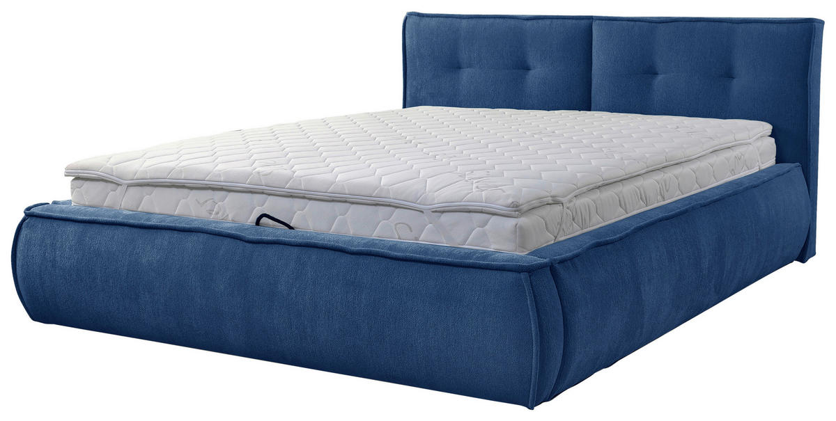 POLSTERBETT Lattenrost 180/200 cm  in Blau  - Blau/Beige, LIFESTYLE, Holz/Textil (180/200cm) - Livetastic