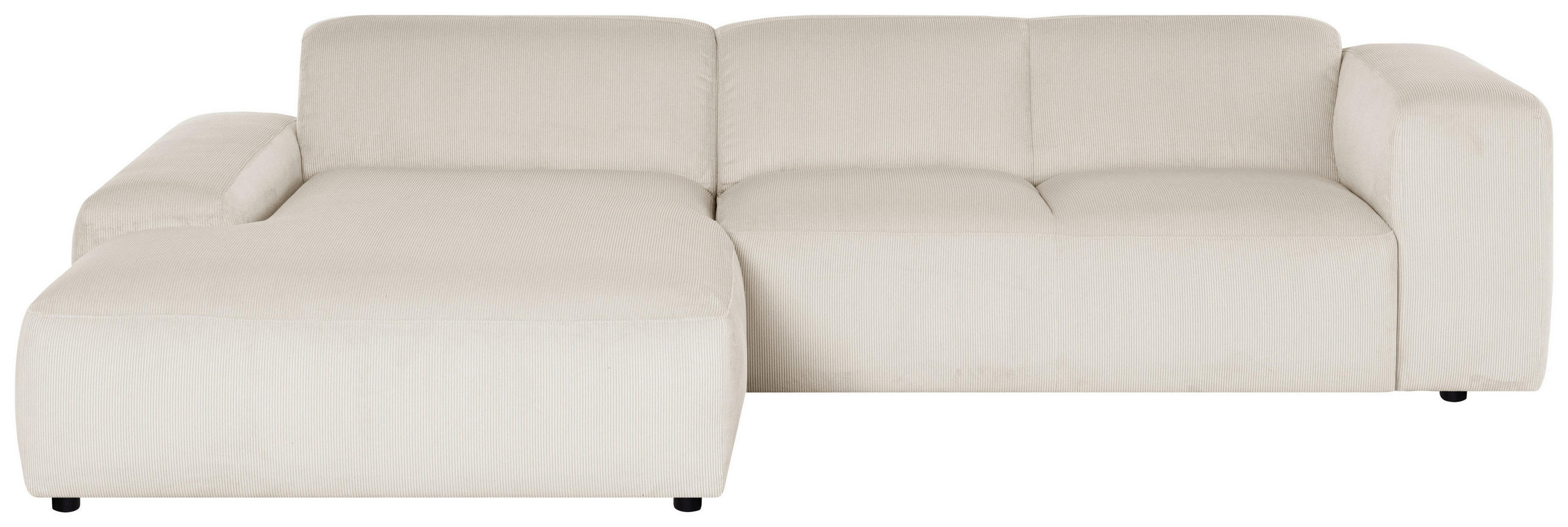 ECKSOFA HANNAH Creme Cord  - Creme/Schwarz, Design, Kunststoff/Textil (200/304cm) - MID.YOU