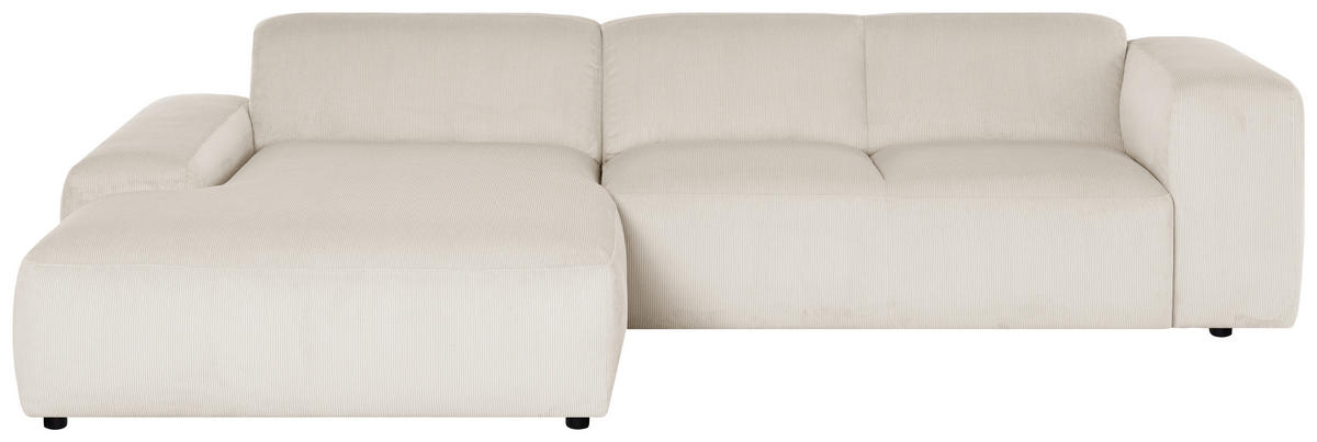 ECKSOFA HANNAH Creme Cord  - Creme/Schwarz, Design, Kunststoff/Textil (200/304cm) - MID.YOU