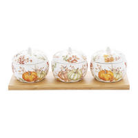 SZÓSZOS TÁLKA 29 cm  - narancs/fehér, Basics, fa/kerámia (29cm) - Easy Life