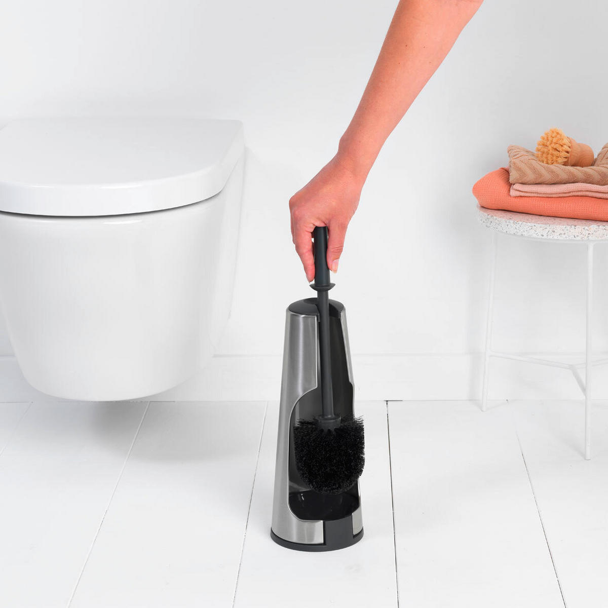 WC-GARNITURA S ŠČETKO - barve nerjavečega jekla/črna, Basics, kovina/umetna masa (12/42/12cm) - Brabantia
