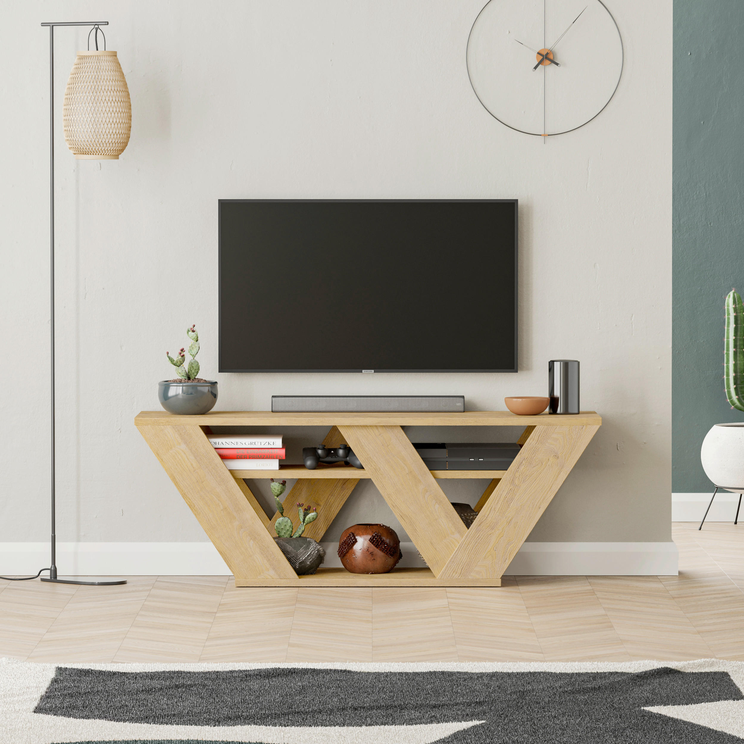 PHONOTISCH - Eichefarben, Design, Holzwerkstoff (110/30/40cm) - Livetastic