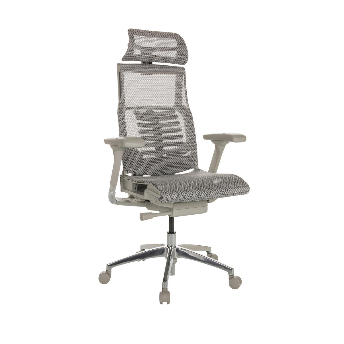 DREHSTUHL  in Netz Hellgrau  - Hellgrau/Alufarben, Basics, Kunststoff/Textil (67/119-135/60cm) - MID.YOU