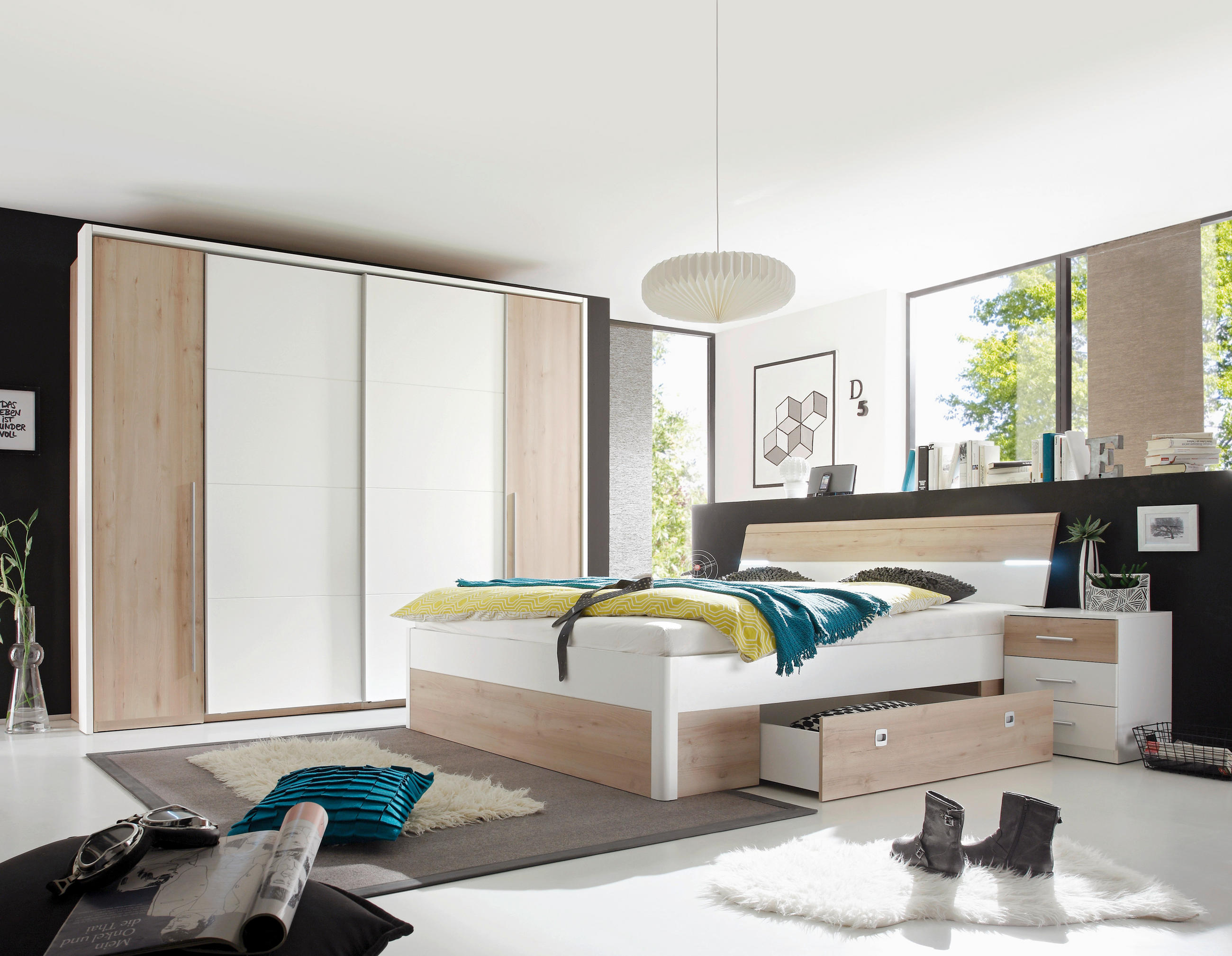 POSTELJA 180 cm x 200 cm , les bela, barve bukve - bela/barve bukve, Design, leseni material/les (180/200cm) - Ti'me