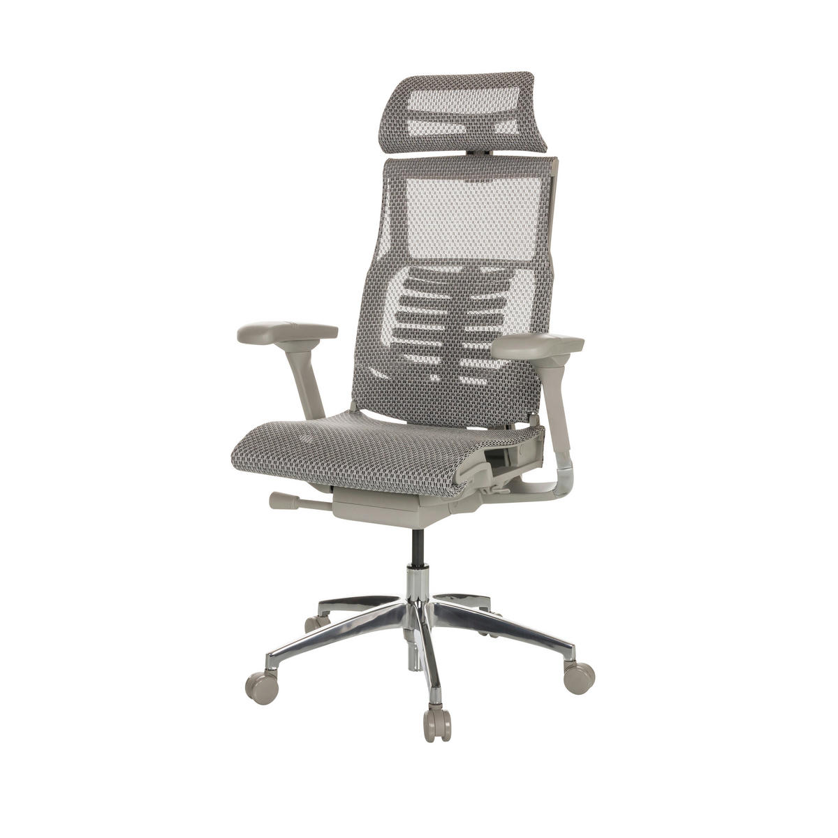DREHSTUHL  in Netz Hellgrau  - Hellgrau/Alufarben, Basics, Kunststoff/Textil (67/119-135/60cm) - MID.YOU
