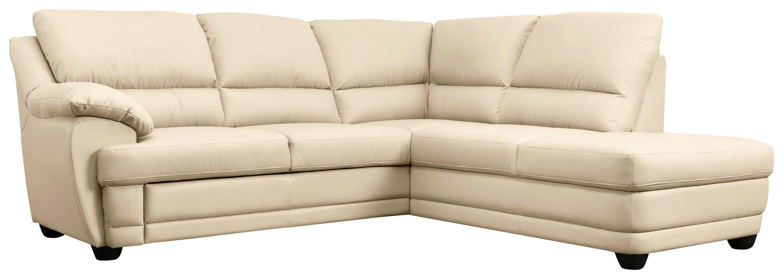 ECKSOFA Beige Lederlook Rücken echt  - Beige, Design, Kunststoff/Textil (245/225cm) - Livetastic